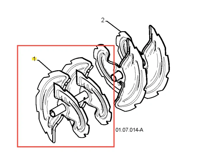 Świder lewy do odśnieżarki ST 261E Husqvarna, z metalowym korpusem i cylindrycznym zaczepem, ukazany w zbliżeniu pod kątem. Widoczne łopatki w kształcie półksiężyca, przeznaczone do efektywnego odśnieżania. Tło jednolite, białe.