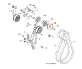 Zestaw elementów do odśnieżarki ST 276EP Husqvarna: rolki, uchwyty, mocowania w układzie montażowym. Metalowe detale, w tym element nr 13 w żółtej ramce. Tło białe, detale techniczne wyraźne.