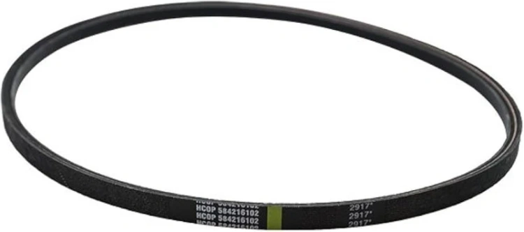 Czarny, okrągły pasek odśnieżarki ST 224 Husqvarna z gładką powierzchnią, białymi i zielonymi oznaczeniami, długość około 2917 mm, ułożony poziomo na jednolitym tle, do montażu w odśnieżarce.