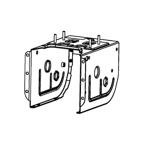 Fragment obudowy odśnieżarki ST 124 Husqvarna, ukazany z boku, z widocznymi otworami montażowymi. Elementy mają prostokątny kształt, wykonane z metalu o matowej powierzchni. Widoczne są także mocowania oraz detale konstrukcyjne.
