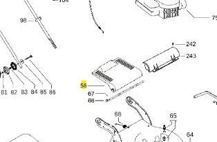 Czarna osłona kosiarki Husqvarna LC 146S, prostokątna, z tworzywa sztucznego, z otworami wentylacyjnymi i logo. Produkt widoczny z boku na białym tle, z detalami mocowania.