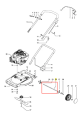 Trzonek kosiarki LB 146 Husqvarna. Metalowy element o prostokątnym kształcie, w kolorze szarym. Widoczny z boku, przedstawiony w detalach, z dwiema końcówkami mocującymi. Precyzyjnie wykonany, idealny do zamontowania w kosiarkach.