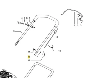 Podkładka kosiarki LB 146 Husqvarna, metalowa konstrukcja, z widocznymi numerami części. Ujęcie z bliska, pokazujące szczegóły montażowe. Tło jasne, neutralne. Produkt w nowym stanie, brak dodatkowych elementów.