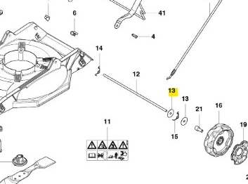 Podkładka kosiarki LB 146 Husqvarna, wykonana z metalu, z okrągłym kształtem i wyraźnymi otworami montażowymi. Zbliżenie na detale, pokazujące mocowania. Produkt leży płasko, na prostym tle, co podkreśla jego cechy konstrukcyjne.