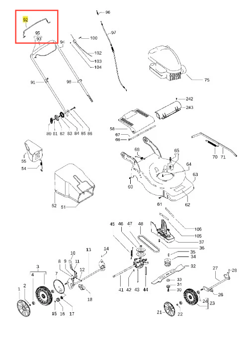 Pętla kosiarki LC 146S Husqvarna, metalowy element w kształcie łuku, z widocznym mocowaniem. Zbliżenie na detal, kolor srebrny, matowa powierzchnia. Produkt przedstawiony na neutralnym, białym tle. Kluczowy element dla mechanizmu kosiarki.