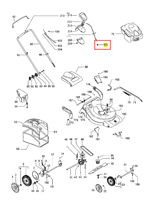 Tuleja kosiarki LC 351V Husqvarna, czarna, plastikowa, cylindryczna, z wyraźnymi numerami. Zmontowana w pozycji pionowej, widoczna z przodu. Tło proste, białe, skupiające uwagę na detalu produktu.