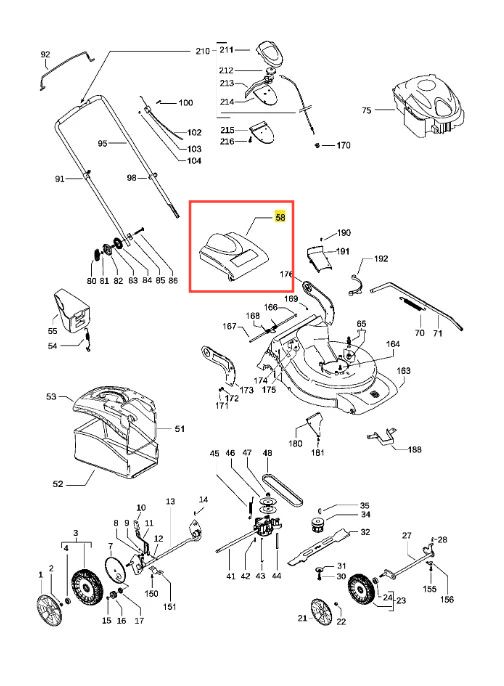 Deflektor kosiarki LC 351V Husqvarna w kolorze szarym, o aerodynamicznym kształcie. Ujęcie z boku, pokazujące detale mocowania. Produkt leży na płaskiej powierzchni. Widoczne logo Husqvarna oraz numery części. Element nieużywany, nowy.