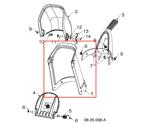 Czarny zsyp odśnieżarki Husqvarna ST 131, widoczny z boku. Ergonomiczny, plastikowy z czytelnym numerem części i widocznymi elementami montażowymi dla łatwej instalacji.