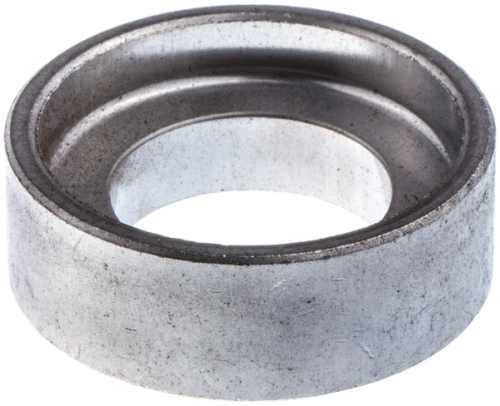 Tulejka dystansowa kultywatora TR 530 Husqvarna, metalowa, okrągła z wnęką pośrodku, o lekko matowej fakturze. Widoczna szara powierzchnia z drobnymi rysami. Ujęcie frontalne, produkt leży na płaskiej powierzchni, w prostej aranżacji.