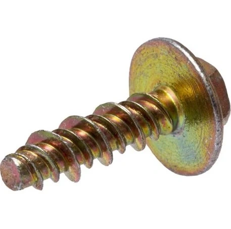 Wkręt kultywatora TR 530 Husqvarna w kolorze metalicznym, z głowicą płaską i gwintem wzdłużnym. Widok z boku, ukazujący spiralny gwint oraz mocowanie. Produkt nowy, bez widocznych oznak zużycia, przeznaczony do sprzętu ogrodniczego.