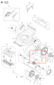 Oś kosiarki LC 151S Husqvarna, metalowa, o kształcie cylindrycznym, wyposażona w gwint do mocowania. Widoczna w pozycji poziomej, z detalami mocowania. Tło białe, co podkreśla właściwości produktu.