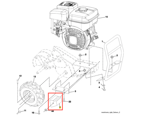 Przeciwwaga kultywatora TR 430 Husqvarna, metalowa, prostokątna z wycięciem i otworami montażowymi, poziomo ułożona, srebrna, z logo producenta w szczegółowym rysunku technicznym.