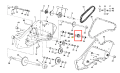 Koło zębate kultywatora TR 530 Husqvarna, metalowe, w kolorze srebrnym, z widocznymi zębami i otworem montażowym. Ujęcie z boku, zbliżenie na szczegóły, prezentujące jego owalny kształt. Element w stanie nowym, bez dodatkowych akcesoriów.