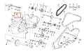 Smarowniczka stożkowa kultywatora TR 530 Husqvarna, metalowa, z elementami mechanicznymi, widoczna od przodu. Na zdjęciu części zamienne, w tym mała szczelina na smar, z wyraźnymi numerami identyfikacyjnymi. W tle schemat z organizacją elementów.