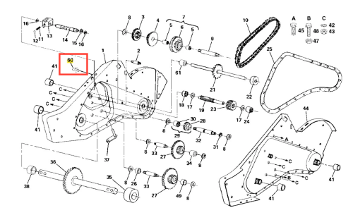 Smarowniczka stożkowa kultywatora TR 530 Husqvarna, metalowa, z elementami mechanicznymi, widoczna od przodu. Na zdjęciu części zamienne, w tym mała szczelina na smar, z wyraźnymi numerami identyfikacyjnymi. W tle schemat z organizacją elementów.