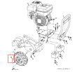 Nit kultywatora TR 530 Husqvarna, widok boczny z detalami mocowania. Metalowa, srebrna nakrętka z gwintem i białym podziałkiem. Zbliżenie na montaż części do kultywatora.