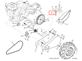 Sworzeń kultywatora TR 530 Husqvarna, metalowy element o cylindrycznej formie, zamocowany na konstrukcji. Możliwy widok z boku, ukazujący detale mocowania i wykończenie powierzchni. Produkt jest nowy, z dobrze widocznym logo Husqvarna.