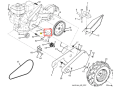 Tulejka dystansowa do kultywatora TR 530 Husqvarna, metalowa, prostokątna, w kolorze szarym. Ujęcie z boku, eksponujące detale mocowania. Produkt przedstawiony na białym tle, bez dodatkowych elementów. Idealna do wymiany w urządzeniu ogrodowym.