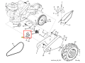 Uchwyt kultywatora TR 530 Husqvarna, metalowy element w kształcie prostokąta, z widocznymi otworami montażowymi. Ujęcie boczne, w środowisku technicznym, izolowany od tła. Przeznaczenie: mocowanie do kultywatora.
