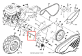 Śruba sześciokątna z kołnierzem do kultywatora TR 430 Husqvarna, metaliczna z matowym wykończeniem, Ø7 mm, dł. 30 mm, z oznaczeniami i otworem na klucz, zdjęcie frontalne na jednolitym tle.