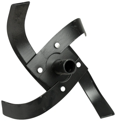 Ząb kultywatora TF 435P Husqvarna w kolorze czarnym, wykonany z metalu. Element ma charakterystyczny kształt z zaokrąglonymi końcami, montowany na rurkę. Widoczne śruby mocujące, produkt ukazany w frontalnej pozycji, na jednolitym tle.