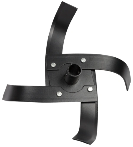 Ząb kultywatora TF 435P Husqvarna, czarny, metalowy, o kształcie litery V. Widać śruby mocujące przy podstawie, co zapewnia stabilność. Produkt pokazany w zbliżeniu, z góry, w prostej aranżacji na jasnym tle. Idealny do pracy w ogrodzie.