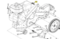 Śruba kultywatora TR 530 Husqvarna, metalowa, o cylindrycznym kształcie, w kolorze srebrnym, widoczna z boku. Produkt umieszczony na tle technicznych schematów, które przedstawiają jego montaż oraz zastosowanie w urządzeniu ogrodniczym.
