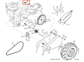 Śruba kultywatora TR 530 Husqvarna, metalowa, posiada gwintowany koniec z jelitowym wykończeniem. Zbliżenie na konstrukcję z widocznym oznaczeniem 62. Element leży na ciemnym tle, wskazując na szczegóły montażowe.