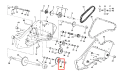 Tulejka dystansowa kultywatora TR 530 Husqvarna, metalowa, szara, cylindryczna. Widoczna przy zębatkach, z gładką powierzchnią, pokazująca mocowanie i integrację z innymi częściami kultywatora.
