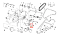 Metaliczna tulejka dystansowa do kultywatora TR 530 Husqvarna, cylindryczna z wycięciami montażowymi. Widok z boku na jednolitym tle, z widocznym logo Husqvarna i detalami mocowania.