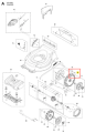 Śruba kosiarki LC 151S Husqvarna, metalowa, o cylindrycznym kształcie, z widocznymi wąskimi gwintami. Ujęcie z boku pokazuje śrubę w wyodrębnionym widoku, na białym tle. Produkt nowy, stworzony do montażu w urządzeniach ogrodniczych.
