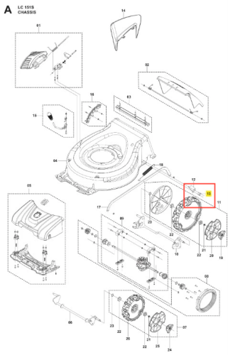 Śruba kosiarki LC 151S Husqvarna, metalowa, o cylindrycznym kształcie, z widocznymi wąskimi gwintami. Ujęcie z boku pokazuje śrubę w wyodrębnionym widoku, na białym tle. Produkt nowy, stworzony do montażu w urządzeniach ogrodniczych.