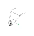 Kierownica kultywatora TF 435P Husqvarna w kolorze metalicznym, o kształcie litery V. W zbliżeniu pokazano element mocujący oraz uchwyty. Produkt leży na białym tle, co podkreśla jego szczegóły konstrukcyjne i proporcje.