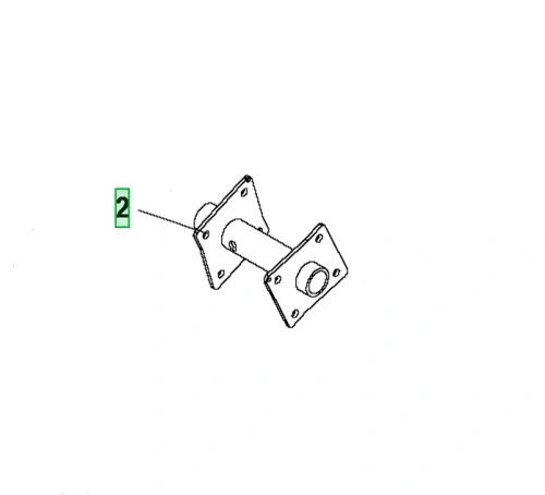 Ząb kultywatora TR 348 Husqvarna w widoku 3D, z podziałem na części, gdyż widoczny fragment przedstawia metalowy element o cylindrycznym kształcie, z dwoma prostokątnymi płytkami mocującymi i otworami. Detal pokazuje mechanizm do montażu.