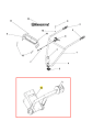 Uchwyt wzmocnienia kultywatora TR 348 Husqvarna w kolorze szarym. Produkt przedstawiony w zbliżeniu, pokazujący jego metalową konstrukcję oraz mocowania. Widoczny napis „Husqvarna” na elemencie. Element jest rozłożony i gotowy do montażu.