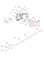 Pas kultywatora TR 348 Husqvarna, srebrny metalowy element w kształcie łuku. Zdjęcie z boku prezentuje mechanizm na jasnym tle z widocznymi oznaczeniami i numerami części.