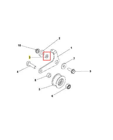 Tulejka dystansowa kultywatora TR 348 Husqvarna, metalowa, okrągła, w kolorze srebrnym. Widoczna w detalu na schemacie, z zaznaczeniem. Element montażowy, posiada otwór, umieszczony w kontekście pozostałych części kultywatora.
