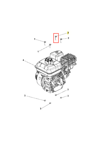 Śruba kultywatora TR 348 Husqvarna, metalowa, prosta, o cylindrycznym kształcie. Widoczna w zbliżeniu na schemacie silnika kultywatora, w otoczeniu innych elementów mechanicznych. Widoczne oznaczenia numerów części dla identyfikacji.
