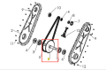 Wał nożowy kultywatora TF 435P Husqvarna, widoczny w diagramie, z zaznaczeniem detalu przy kółku łańcucha. Elementy są przedstawione w układzie frontalnym, na białym tle, ze schematycznymi oznaczeniami numerów dla komponentów.