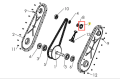 Łożysko kulkowe kultywatora TF 435P Husqvarna, umieszczone w obrysie z boku, w kolorze czarnym. Widoczny detal z numerem 8. Element metalowy z gładką powierzchnią, połączony z zestawem części mechanicznych, na tle białym.