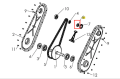 Tulejka dystansowa kultywatora TF 435P Husqvarna w kolorze czarnym. Element metalowy o cylindrycznym kształcie, widoczny w całości w ilustracji. Umiejscowiony w zestawie obok pozostałych części mechanizmu, widoczny z przodu, na białym tle.