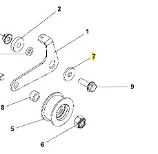 Podkładka kultywatora TR 348 Husqvarna to metalowy element z centralnym otworem. Zestaw zawiera nakrętki i podkładki, ułożone technicznie na płaskiej powierzchni.