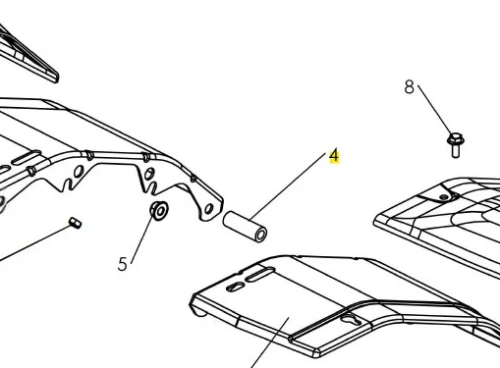 Tulejka dystansowa do kultywatora TF 435P Husqvarna, cylindryczny element oznaczony numerem 4 na białym tle, niezbędny do montażu w maszynie ogrodniczej.