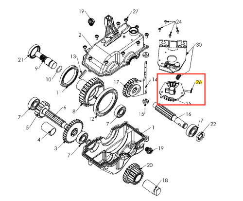 Wkręt kultywatora TF 435P Husqvarna, metalowy z otworami montażowymi. Zdjęcie z góry ukazuje szczegóły zębatki i mocowania. Przeznaczony do sprzętu ogrodniczego.