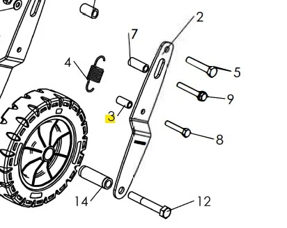 Tulejka dystansowa kultywatora TF 435P Husqvarna, metalowa, w kształcie prostokąta, z otworem na końcu. Ujęcie z boku, prezentujące detale mocowania. Widoczne numery części obok, na białym tle. Część nowa, w stanie montażowym.