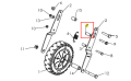 Tulejka dystansowa kultywatora TF 435P Husqvarna, cylindryczna, metalowa, w kolorze szarym z wyraźnymi detalami konstrukcyjnymi. Widoczny zarys i wymiary, przedstawiona w zbliżeniu, na schemacie montażowym z innymi elementami maszyny.