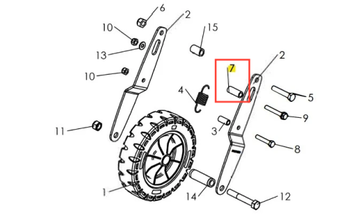 Tulejka dystansowa kultywatora TF 435P Husqvarna, cylindryczna, metalowa, w kolorze szarym z wyraźnymi detalami konstrukcyjnymi. Widoczny zarys i wymiary, przedstawiona w zbliżeniu, na schemacie montażowym z innymi elementami maszyny.