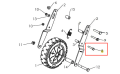 Śruba kultywatora TF 435P Husqvarna, metalowa, jasnoszara, z gwintem, o cylindrycznym kształcie, widoczna w zbliżeniu. Produkt znajduje się na ilustracji części zamiennych, obok innych elementów montażowych.