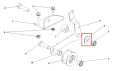 Podkładka kultywatora TF 120 Husqvarna, metalowa, okrągła, z wyraźnymi brzegami, umieszczona na tle białym. W zupełności widoczna struktura, średnica 4 cm, z umiejscowionymi otworami. Element w pionie, w zestawie z innymi częściami.