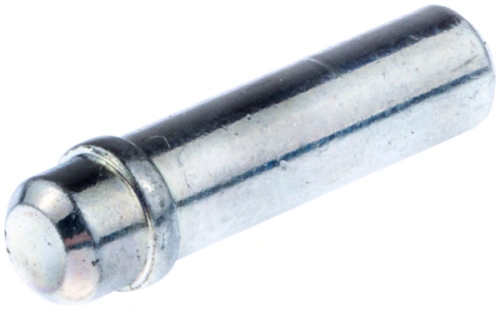 Sworzeń kosiarki LB 155S Husqvarna w metalicznym, niklowanym wykończeniu. Cylindryczny kształt z lekko zaokrąglonym końcem. Widoczny detal w postaci pierścienia na środku. Produkt leżący na jednolitym tle.